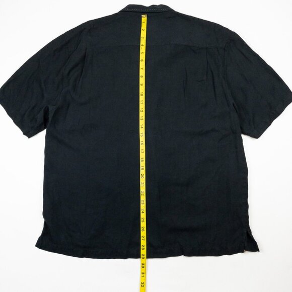 Nat Nast Silk Panel Camp Shirt Men's Large Black Striped Embroidered Bowling - Picture 8 of 12